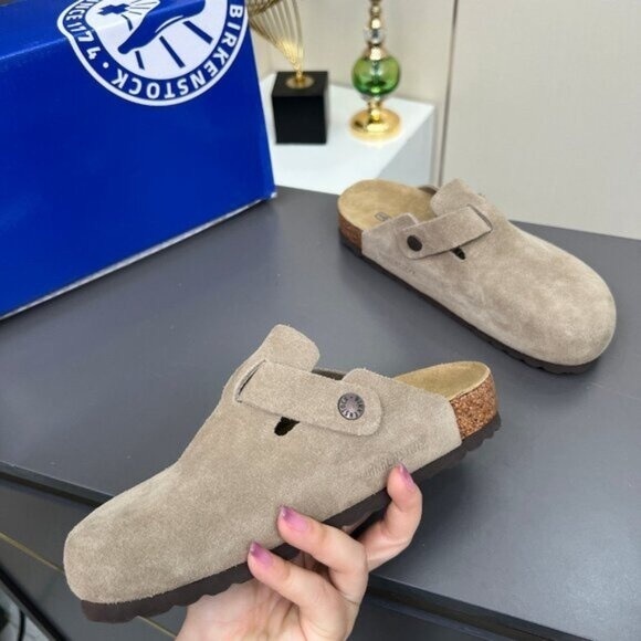 Birkenstock Beige Suede Clogs - Picture 3 of 6